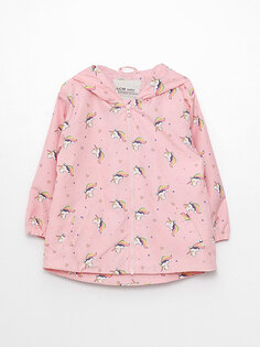 Пальто для маленьких девочек с капюшоном и длинными рукавами LCW baby, розовый с принтом