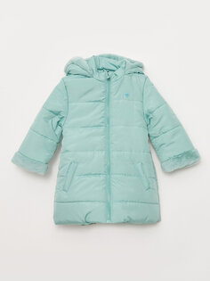 Пальто для маленьких девочек с капюшоном и длинными рукавами LCW ECO, пастельный зеленый