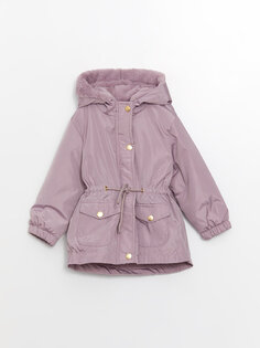 Пальто для маленьких девочек с капюшоном и длинными рукавами LCW baby, матовый сиреневый