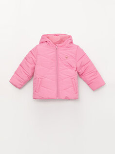 Пальто для маленьких девочек с капюшоном и длинными рукавами LCW ECO, сладкий розовый
