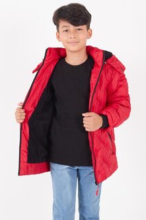 Пальто для мальчика Cross Printed Hooded Puffer Coat 14539 Bilen Kids, красный