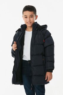 Пальто для мальчика на молнии с капюшоном Fullamoda, темно-синий