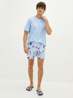 Короткие мужские шорты для плавания с принтом LCW SWIMWEAR, синий принт
