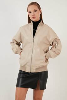Пальто из искусственной кожи Oversize College с воротником на молнии 6230116 Lela, серый