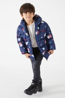 Пальто для мальчика с принтом персонажей темно-синее 15628 Bilen Kids
