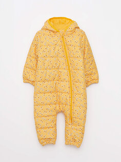 Пальто космонавта для маленьких девочек с капюшоном и длинными рукавами LCW baby, желтый с принтом