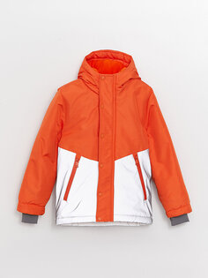 Пальто для мальчика с капюшоном и светоотражающими деталями LCW ECO, апельсин