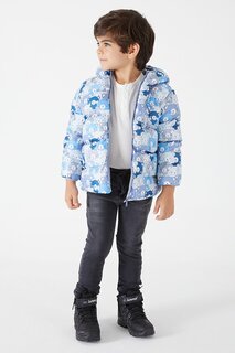 Пальто для мальчика с принтом персонажей, синее 15604 Bilen Kids