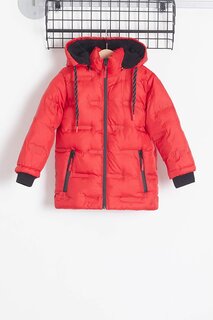 Пальто для мальчиков Plain Printed Hooded Puffer Coat 14540 Bilen Kids, красный