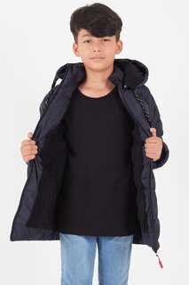 Пальто для мальчиков Plain Printed Hooded Puffer Coat 14540 Bilen Kids, темно-синий