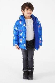 Пальто для мальчика с принтом символов синее 15611 Bilen Kids