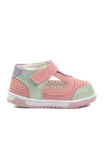 Туфли для девочек розовый нубук-зеленые 3000-B Ayakmod