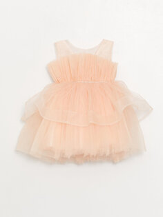 Тюлевое платье с круглым вырезом для маленьких девочек Daisy Girl, пудрово-розовый