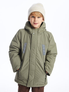 Пальто с капюшоном для мальчика LCW Kids, светлый хаки