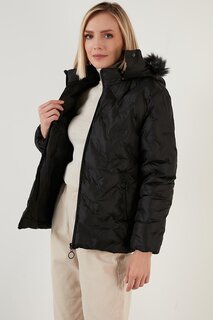 Пальто со съемным воротником-стойкой и капюшоном с воротником из искусственного меха 5760089 Lela, черный