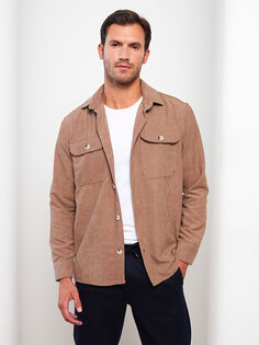 Удобная бархатная мужская куртка-рубашка с длинным рукавом LCW Vision, норка