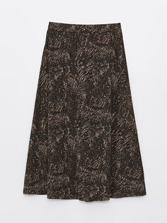 Удобная женская юбка с рисунком и эластичной резинкой на талии LCW Grace, коричневый жаккард