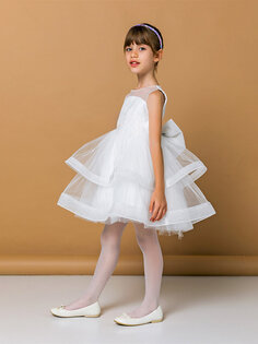 Тюлевое платье с круглым вырезом для маленьких девочек Daisy Girl, крем