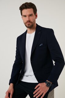 Пиджак Slim Fit 6 с двойными разрезами BASELNA Buratti, темно-синий