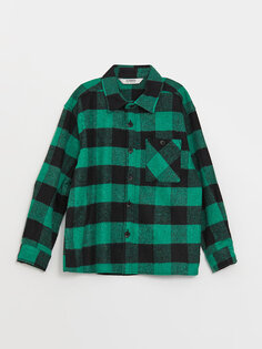 Удобная куртка-рубашка в клетку для мальчика LCW Kids, зеленый плед