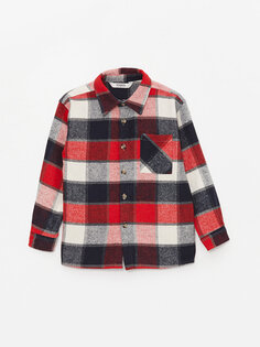 Удобная куртка-рубашка в клетку для мальчика LCW Kids, красный плед