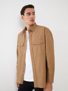 Удобная мужская куртка-рубашка из габардина с длинным рукавом LCW Casual, бафф