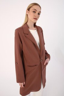 Пиджак из чесаного хлопка с одной пуговицей горячего шоколада ALL DAY
