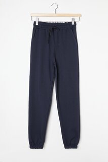 Базовые спортивные штаны для мальчика темно-синего цвета с эластичной резинкой на талии и штанинах 16254 Cansın Mini
