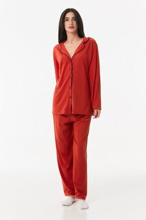 Базовый пижамный комплект с рубашечным воротником Fullamoda