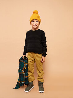 Базовый трикотажный свитер для мальчиков с круглым вырезом и длинными рукавами LCW Kids, новый черный