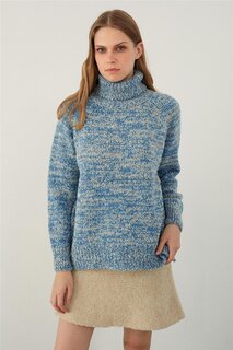 Базовый трикотажный свитер с водолазкой и фактурной текстурой INDIGO Sherin