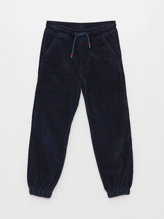 Бархатные брюки-джоггеры для мальчиков с эластичной талией LCW Kids, темно-синий