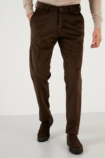 Бархатные брюки прямого кроя с нормальной талией и обычным кроем 645MERLIN Buratti, коричневый