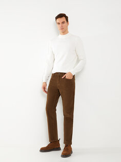 Бархатные мужские брюки чинос стандартного кроя LCWAIKIKI Classic, коричневый