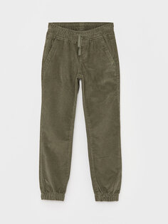 Бархатные брюки-джоггеры для мальчиков с эластичной талией LCW Kids, хаки