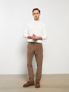 Бархатные мужские брюки чинос стандартного кроя LCWAIKIKI Classic, светло-коричневый
