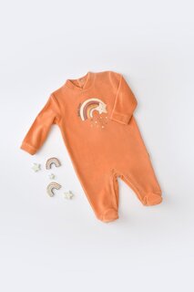 Бархатный комбинезон с ботильонами BabyCosy Organic Wear, коралл