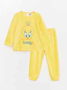 Бархатный пижамный комплект для маленьких девочек с принтом Tweety LCW baby