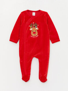 Бархатный комбинезон для мальчика с длинными рукавами и вышивкой на новогоднюю тематику LCW baby