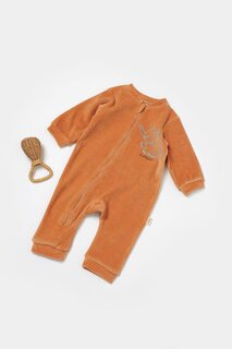 Бархатный комбинезон на молнии BabyCosy Organic Wear, плитка