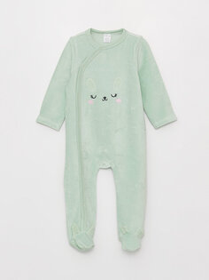 Бархатный комбинезон для маленьких девочек с круглым вырезом и длинными рукавами и вышивкой LCW baby, светло-зеленый