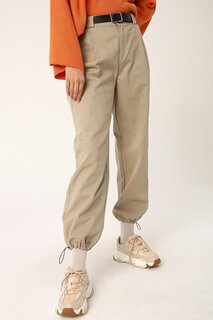 Бежевые спортивные брюки со складками с поясом ALL DAY