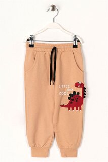Бежевые спортивные штаны с карманами и принтом для мальчика Zepkids