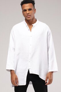 Белая асимметричная рубашка с воротником-стойкой 3KXE2-46725-01 XHAN