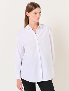 Белая базовая рубашка из поплина с длинным рукавом Jimmy Key