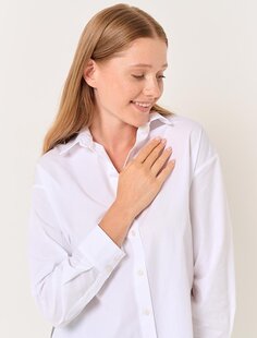 Белая базовая тканая рубашка с длинным рукавом Jimmy Key