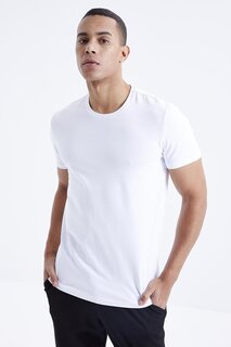 Белая мужская базовая футболка со стандартным круглым вырезом и короткими рукавами TOMMYLIFE