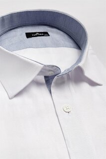 Белая мужская рубашка Добби большого размера со скрытым воротником на пуговицах TUDORS
