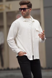 Белая мужская рубашка Lumberjack однотонная 6721 MADMEXT