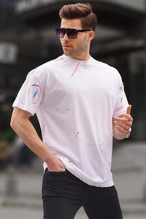 Белая мужская футболка Overfit с рисунком 6122 MADMEXT